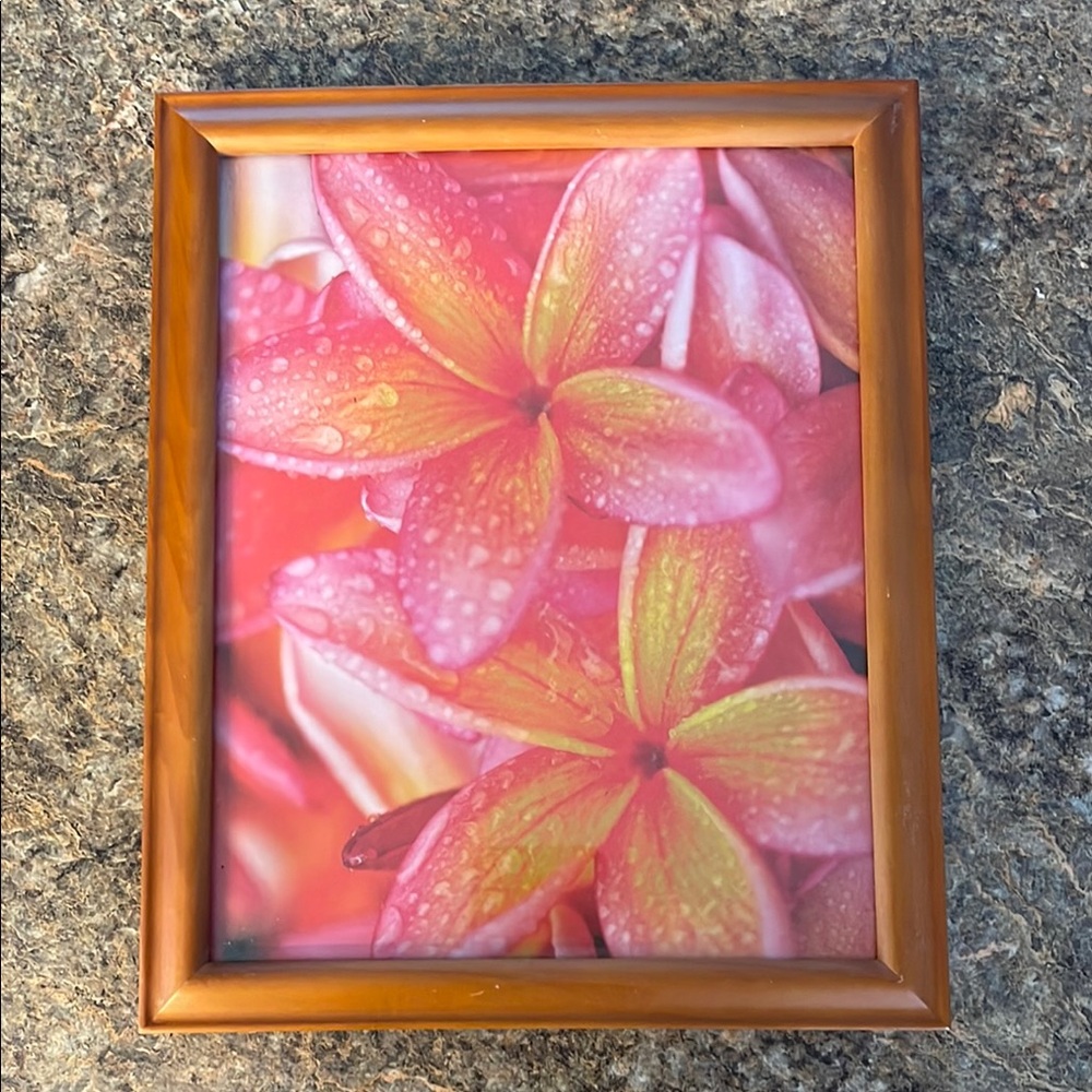 Wooden Frame with Floral Artwork